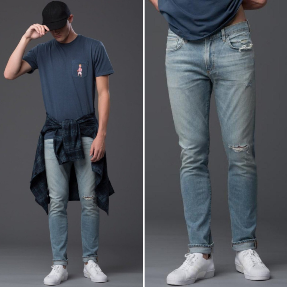 AGOLDE x ASAP Ferg Men's Blade Jeans in Wired Wash Distressed Skinny Fit Size 33